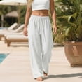 thumbnail image 5 of ANINEO Women Plus Size Linen Pants For Loose Fit Casual Drawstring Waist Elastic Ankle Trousers With Pockets Comfortable Breathable Summer Wide Leg Palazzo Solid Color Stylish Daily Female Slacks, 5 of 9