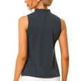 thumbnail image 3 of INSPIRE CHIC Blouse Décontractée Sans Manches à Col Montant à Volants pour Femmes Bleu Foncé S, 3 of 6