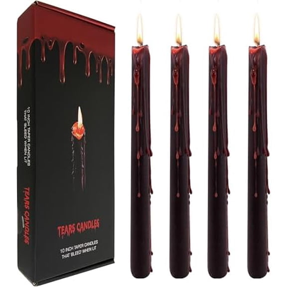 4 PCAK Bleeding Taper Candles, 10 inch Tears Candle, Bleeding Candlesticks for Halloween, Horror Themed Candles$$Home Decor, Kitchen, & Other