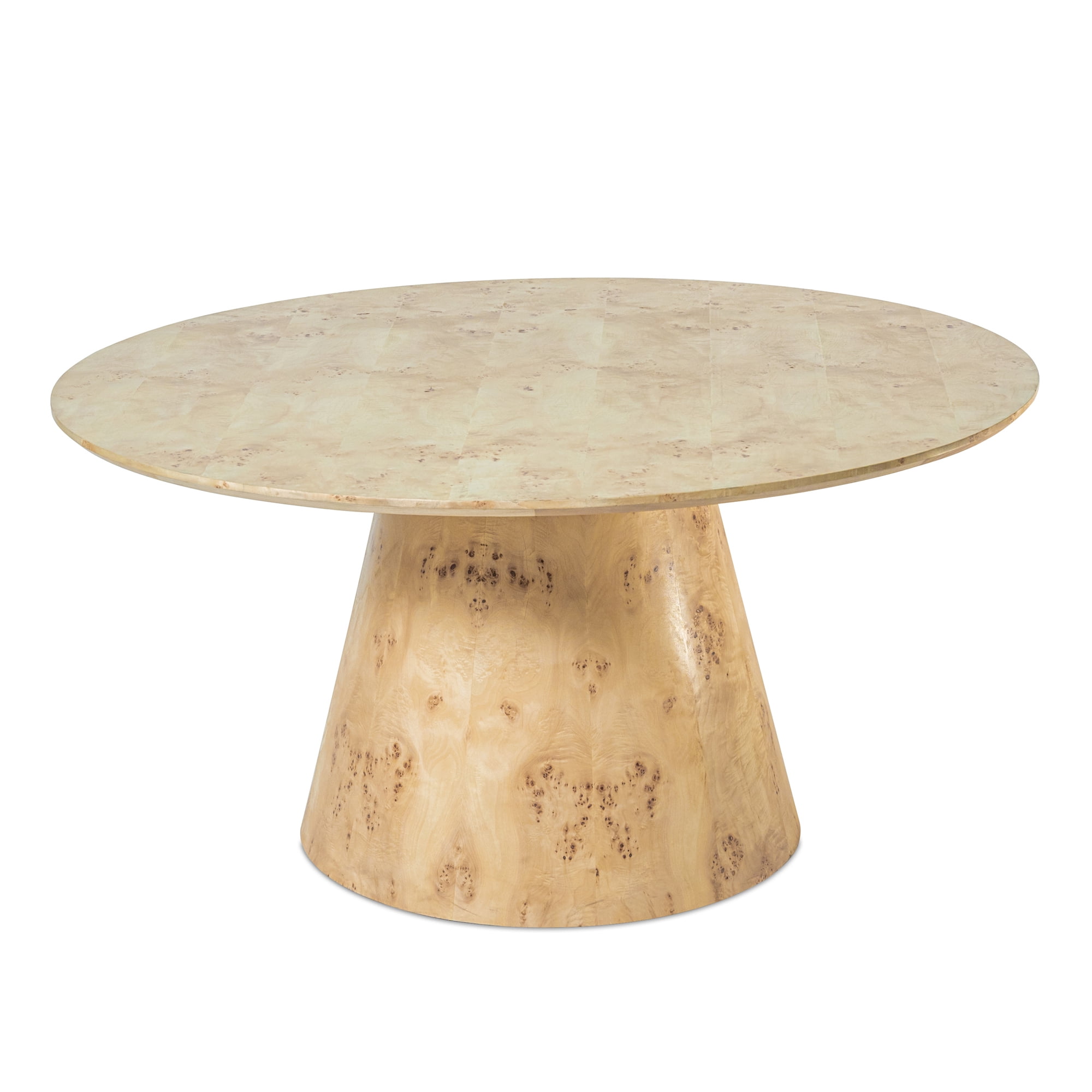 Ox Bay Gabriel 48" Round Burl Wood Dining Table – Natural Finish, Seats 4, Transitional Kitchen & Dining Room Table