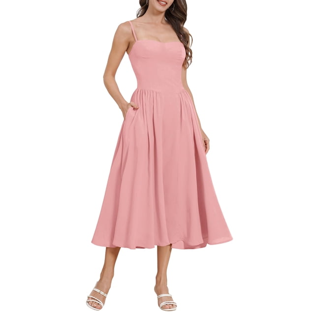 Vestido AGYMNX para mujer, corsé, muslo, tirantes finos, color rosa S