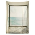 thumbnail image 3 of Ambesonne White Tablecloth Rectangular Table Cover, Coastal Scene Ocean View, 60"x90", Pale Blue White, 3 of 4
