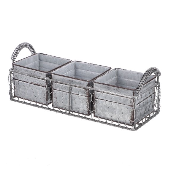 ETEREAUTY Dark Grey Iron Plant Pot Set with Unique Vintage for Garden, Balcony, Indoor and Outdoor Decor