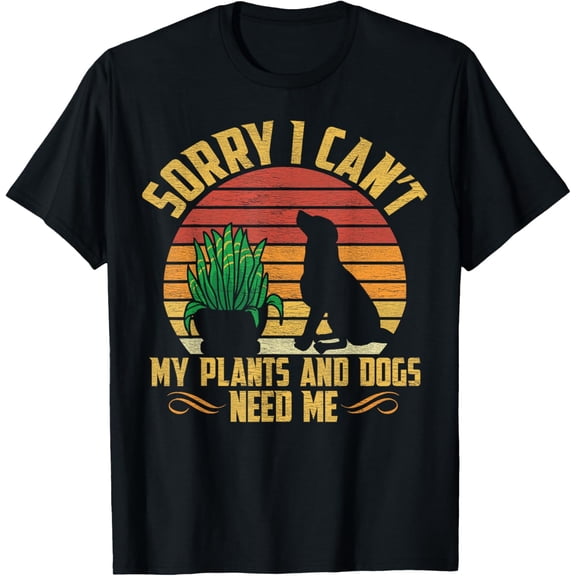 Plants And Dog Lover Gardener Funny Gardening T-Shirt men and women can wear, black, white, gifts