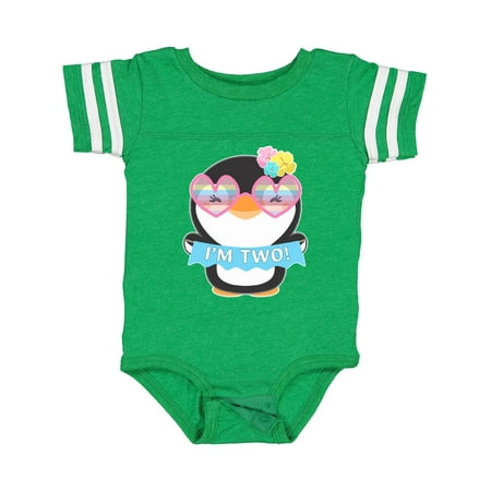 

Inktastic I m 2 Cute Penguin with Sunglasses and Flowers Boys or Girls Baby Bodysuit