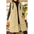 thumbnail image 5 of Women's Hooded Quilted Puffer Vest - Long Sleeveless Winter Jacket with Button Front & Pockets, 5 of 6