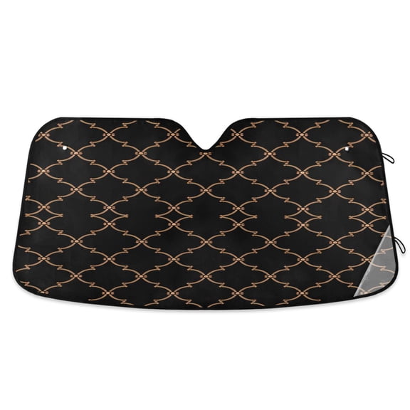 Elegant Grid Lines Car Windshield Sun Shade Foldable Car Front Window Visor Heat and UV Protection 53x23.5