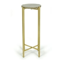 Stylehouse Collapsible Drink Table, Gold Metal Frame with Charcoal Marble Top