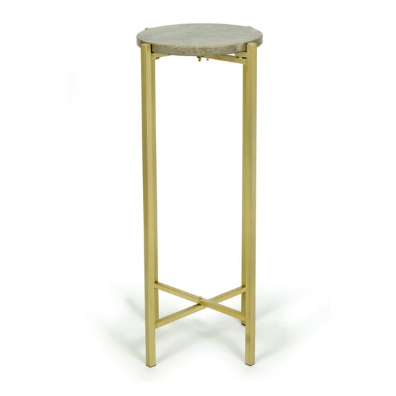 Stylehouse Collapsible Drink Table, Gold Metal Frame with Charcoal Marble Top