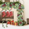 thumbnail image 4 of Kugisaki Christmas Decoration Christmas Floral Garland With Red White Flowers 6.7FT Green Foliage Holiday Decoration For Mantel Doorway And Staircase Indoor Outdoor Christmas Decor, 4 of 6