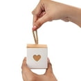 BELLE VOUS 50 Pack Mini White & Brown Heart Gift Boxes 2 x 2 x 2 inch Wedding & Party Favor