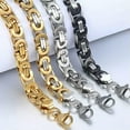 thumbnail image 4 of QQTDFG 6/8/11mm Men's Flat Byzantine Chain Necklace 316L Stainless Steel 8"-40" HOTSALE-Gold-11mmm-38inch or 96cm, 4 of 6