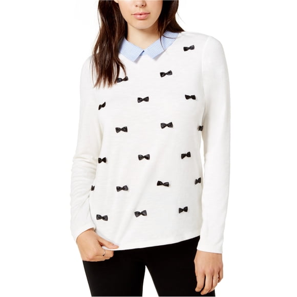 maison Jules Blouse en Tricot Superposé pour Femmes, Blanc Cassé, TTG