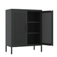thumbnail image 5 of Tcbosik 2-Door Accent Cabinet, Metal Storage Cabinet with Adjustable Shelves, Modern Buffet Sideboard, Kitchen Cupboard for Living Room, Entryway, Kitchen, Black, 5 of 7