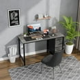 thumbnail image 2 of 47 inch Computer Desk with 4 Fabric Drawers, Writing Work Study Desk for Home Office Bedroom, Modern Simple Student PC Desks, Gray, 2 of 7