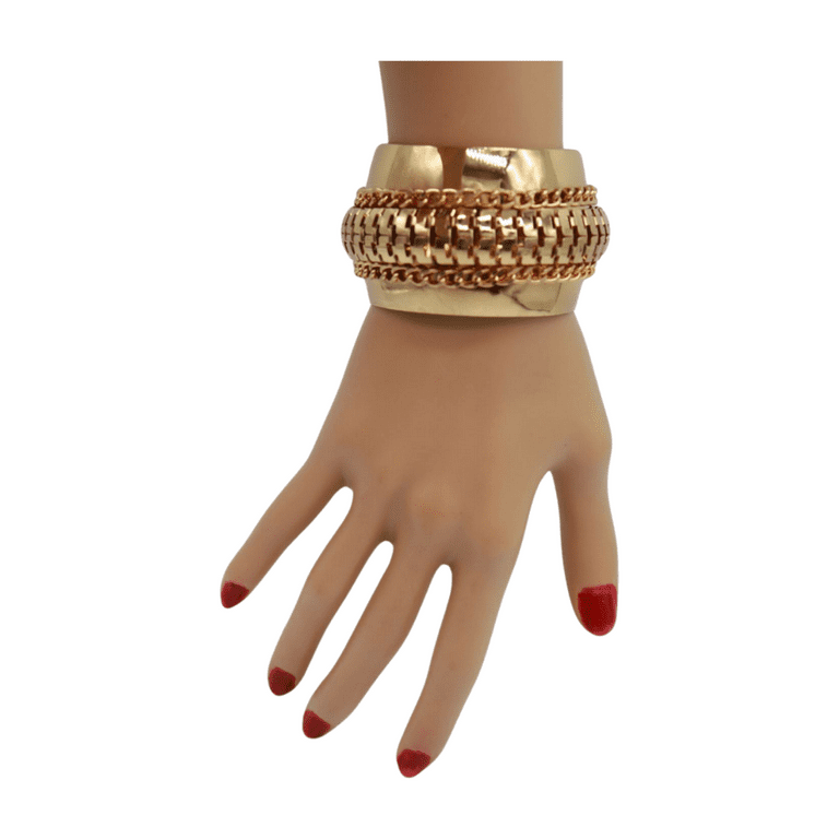 Chain Mesh Bangle Bracelet Women Gold Metal Wrist Bangle Cuff - Main Image