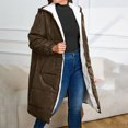 thumbnail image 5 of YYDGH Womens Winter Long Coats Sherpa Fleece Lined Puffer Down Jacket Oversized Parka Coat Outerwear with Hood, 5 of 9