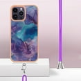 thumbnail image 3 of Case for iPhone 14 Pro, Adjustable Detachable Crossbody Strap Neck Strap Silicone Bumper Marble Painted TPU Ultra Thin Shockproof Protective Phone Case Cover for iPhone 14 Pro, Purple, 3 of 7