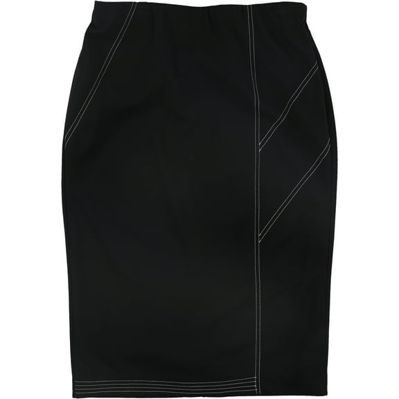 Alfani Womens Contrast Stitch Midi Skirt, Black, 6
