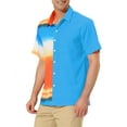 thumbnail image 4 of INSPIRE CHIC Men's Printed Button Down Short Sleeve Pocket Patchwork Shirts L Blue, 4 of 6