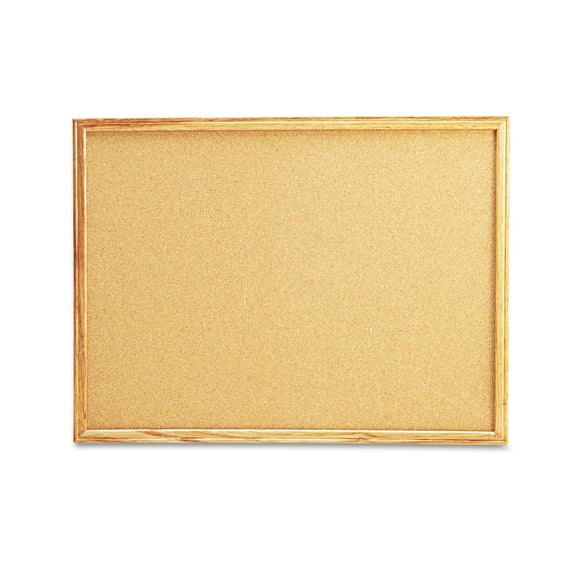 UNIVERSAL Cork Board with Oak Style Frame 24 x 18 Natural Oak-Finished Frame 43602