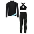 thumbnail image 2 of Haitryli Figure Ice Skating Dance Set for Girls Kids Sparkly Star Jacket with Crop Top  and Sports Pants Leggings Light Blue 11-12, 2 of 5