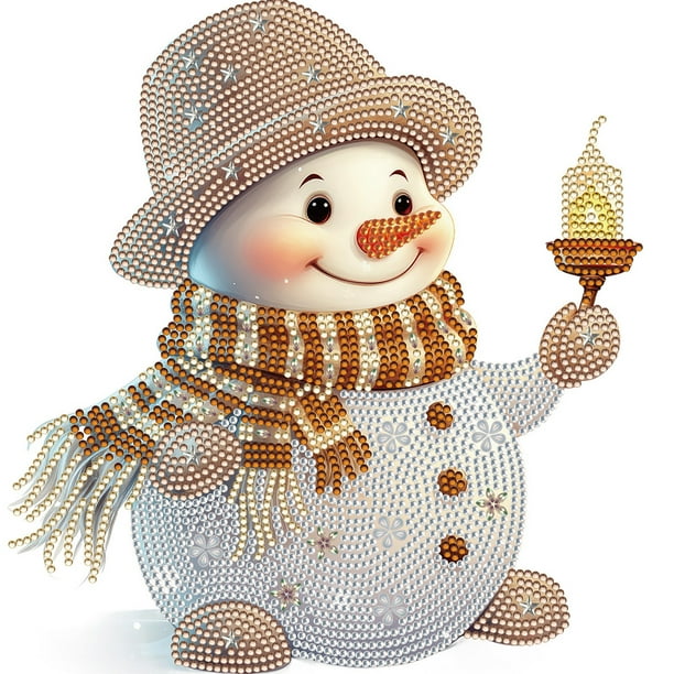 5D DIY Taladro Parcial Con Forma Especial Muñeco Nieve Navidad 30x30cm
