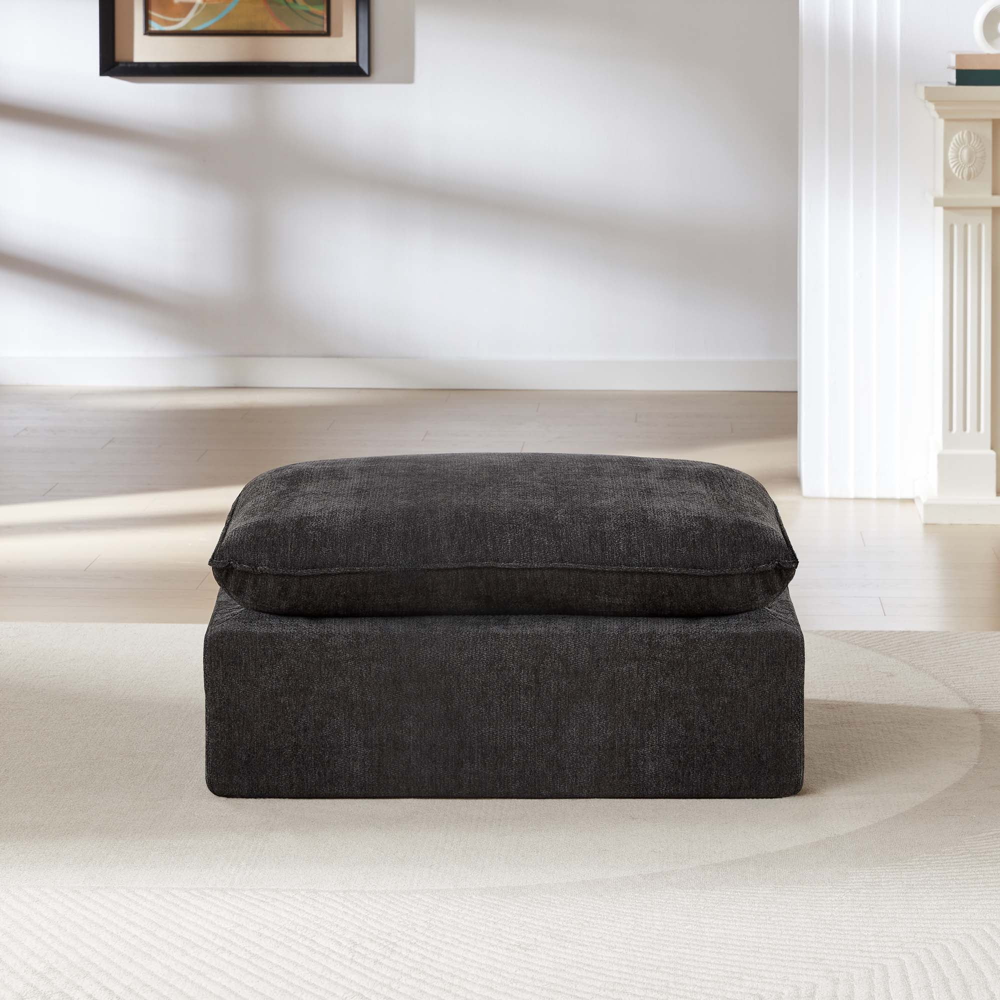 Miniyam 30" x 40" Dark Gray Multi-Functional Ottoman | The Ultimate Flexible Piece to Complete Your L/U-Shape Sofa Configuration