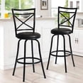 thumbnail image 1 of CLEARANCE! Vintage Industrial Counter Height Bar Stools Set of 2, Swivel Barstools with Metal Back for Kitchen Island, 26 Inch Height Round Seat, 1 of 9