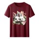 thumbnail image 5 of Tops de Cuello Alto para las Mujeres Amante Impreso Camiseta Cuello Redondo Manga Corta, Poliéster Spandex, 5 of 7