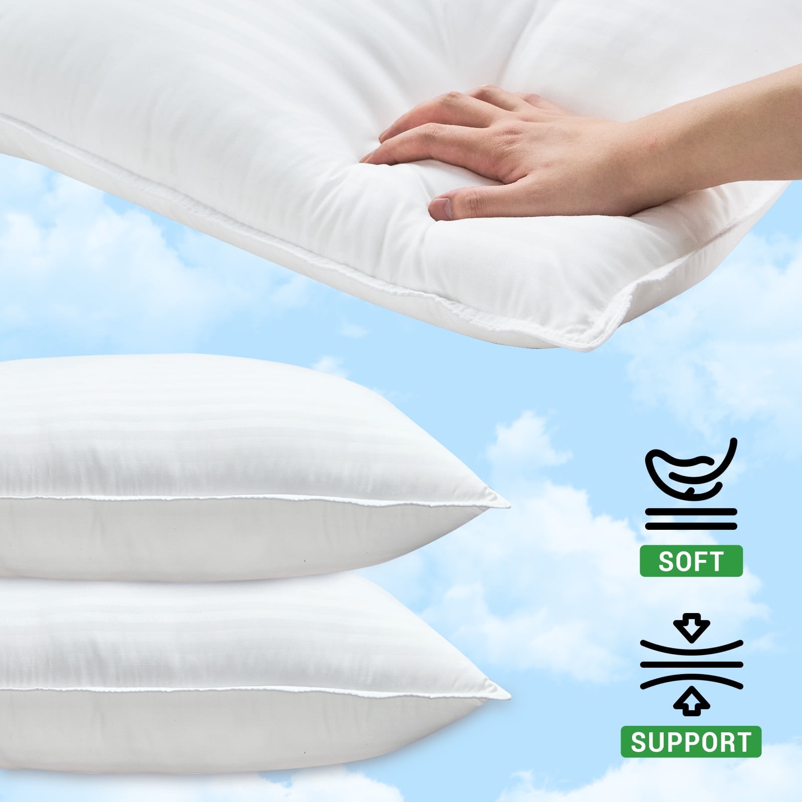 Gogreen Hotel Collection Bed Pillows for Sleeping - Down Alternative Pillows for Side, Back, and Stomach Sleepers King Size Pillows 2 Pack, 20 x 36 Inches