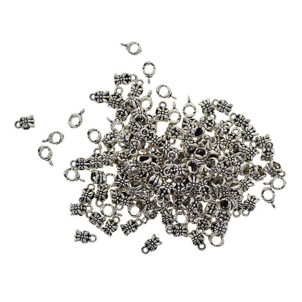 HOMYL 2x100Piece Tibetan Hanger Bail Tube Beads for Jewelry Making 4 Pcs