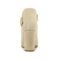 thumbnail image 2 of BLISSFUL STEP Women's Boots Heart Buckle Side Zip Block Heels Ankle Boots Beige 8, 2 of 7