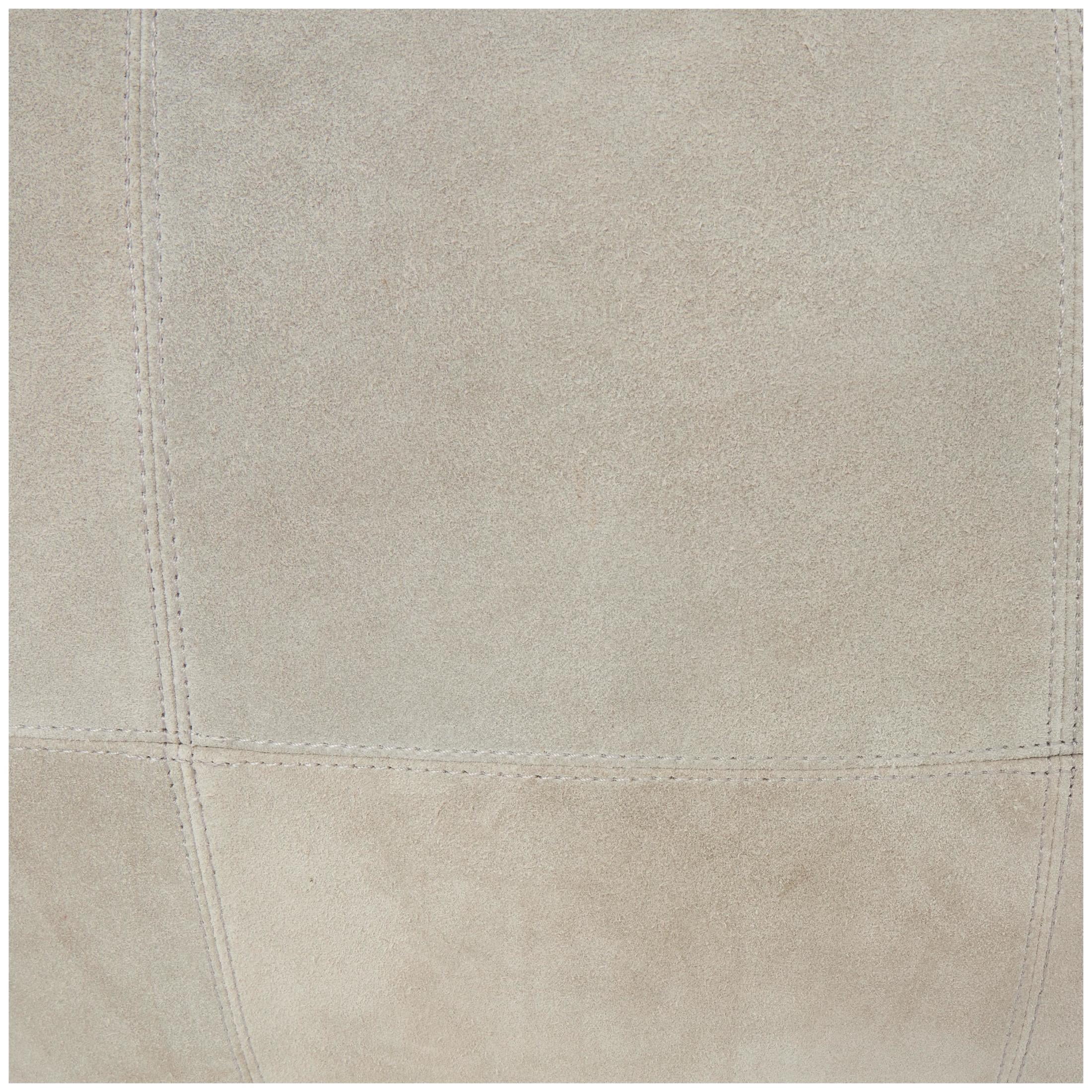DecMode Patchwork Low Profile Square Gray Leather Pouf with Patchwork Design