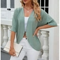 thumbnail image 3 of Alvivi Women's Cardigan Shrugs Batwing Sleeve Bolero Cropped Jacket Open Front Casual Tops Outerwear Dark Green XXL, 3 of 6