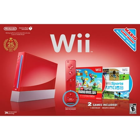 Nintendo Wii Limited Edition Red Console with Wii Sports and New Super Mario Bros