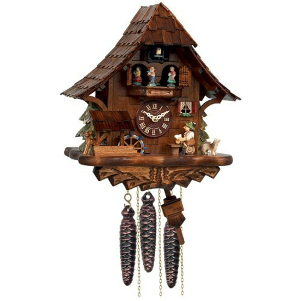 One Day Musical Beer Drinker Cuckoo Clock with Moving Waterwheel and ...