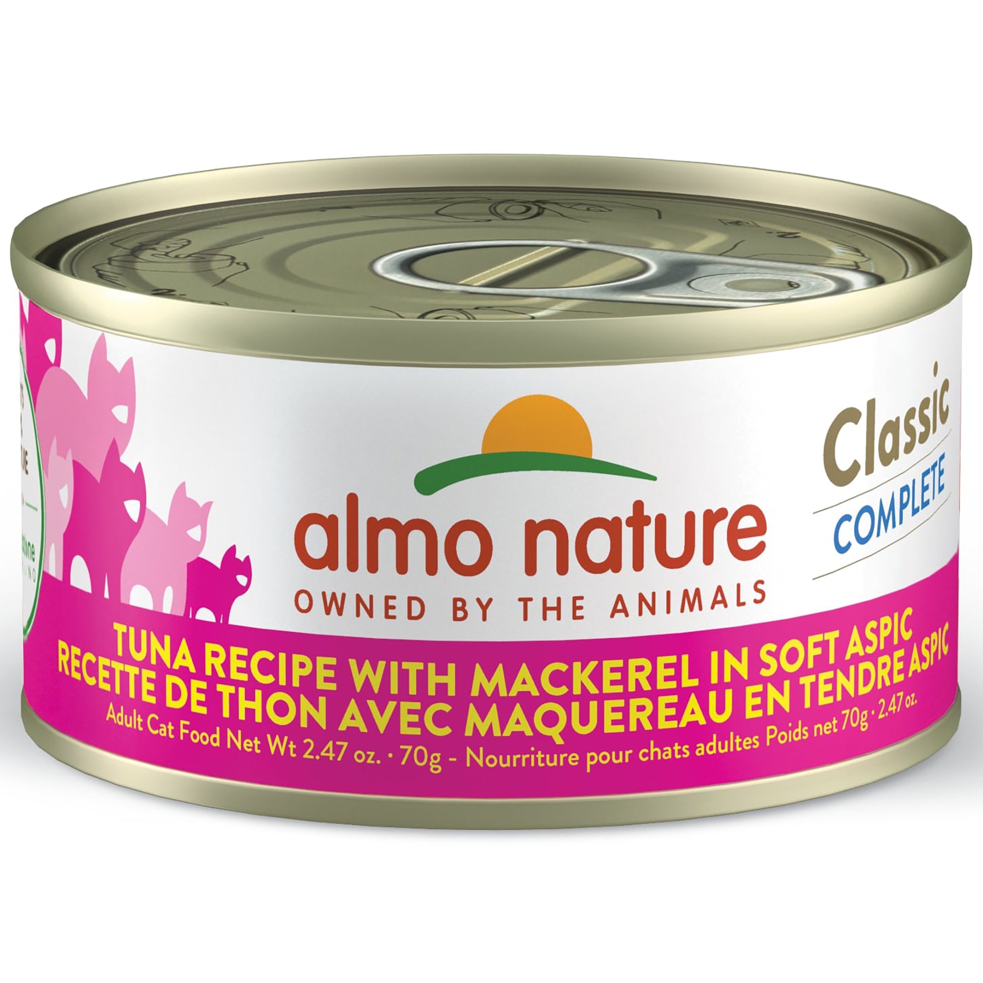 Almo Nature: Classic Complete Cat 12 Pack: Tuna Recipe With Mackerel In Soft Aspic - 2.47oz Cans, Adult Cat Canned Wet Food, Grain Free, Daily Meal