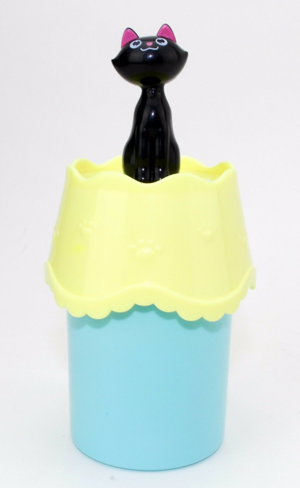 Novelty Design Bathroom Dresser Organizer Cotton Swabs Holder w A Lucky Cat Blue LS02088