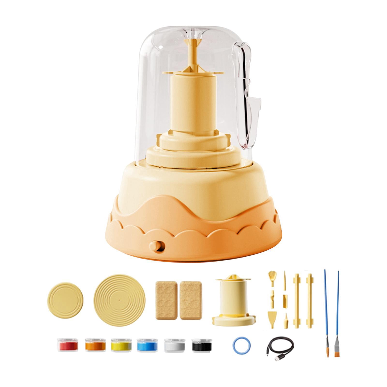 Tachiuwa Electric Pottery Wheel Set for Kids Art Painting Kit Pottery Forming Machine Yellow