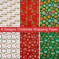 thumbnail image 4 of 6Pcs Christmas Wrapping Paper,Wrapping Paper Rolls,Red Christmas Tree, Snowman Wreath, Snowflakes Colored Balls Gift Wrap Paper for Xmas,Party,Birthday,Celebration Decorations, 4 of 9