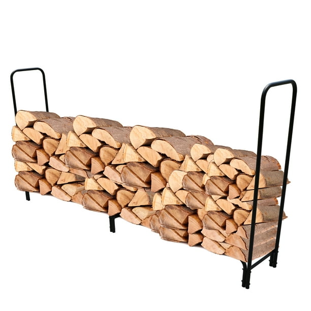 8ft Firewood Rack Heavy Duty Log Wood Rack Holder Metal Stacker for