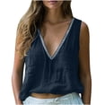thumbnail image 1 of Vestidos Casuales Para Mujer, Blusas De Mujer De Moda Camisa de verano para mujer, moderna, con cuello en V, lisa, sin mangas, informal, de imitación de lino y solapa., 1 of 6