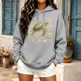 thumbnail image 2 of Womens Sea Turtle Print Hoodies Long Sleeve Hooded Sweatshirt Fall Casual Pullover, 2 of 5