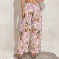 thumbnail image 5 of Palazzo Pants for Women, Gingerbread Houses Pink Wonderland Comfy Womens Wide Leg Baggy Pants, Casual Lounge Pants for Women Travel Vacation Outfits, 5 of 5
