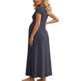 thumbnail image 6 of Frostluinai Women's Maternity Short Sleeve Empire Waist Summer Maxi Dress Crewneck Long Baby Shower Pregnancy Dresses S-3XL, 6 of 8