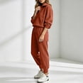 thumbnail image 6 of Women's Ribbed 2 Piece Loungewear Outfits Oversized Half Zip Sweatshirts High Waist Jogger Pants Matching Casual Travel Tracksuit Sets Orange, 6 of 7