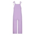 thumbnail image 5 of safuny Women's Wide Leg Cotton Loose Jumpsuits Pocket Teen Fashion Girls Solid Color Relaxed Sleeveless Scoop Neck Trousers Casual Comfy Bandage Adjust Purple XXXL, 5 of 5