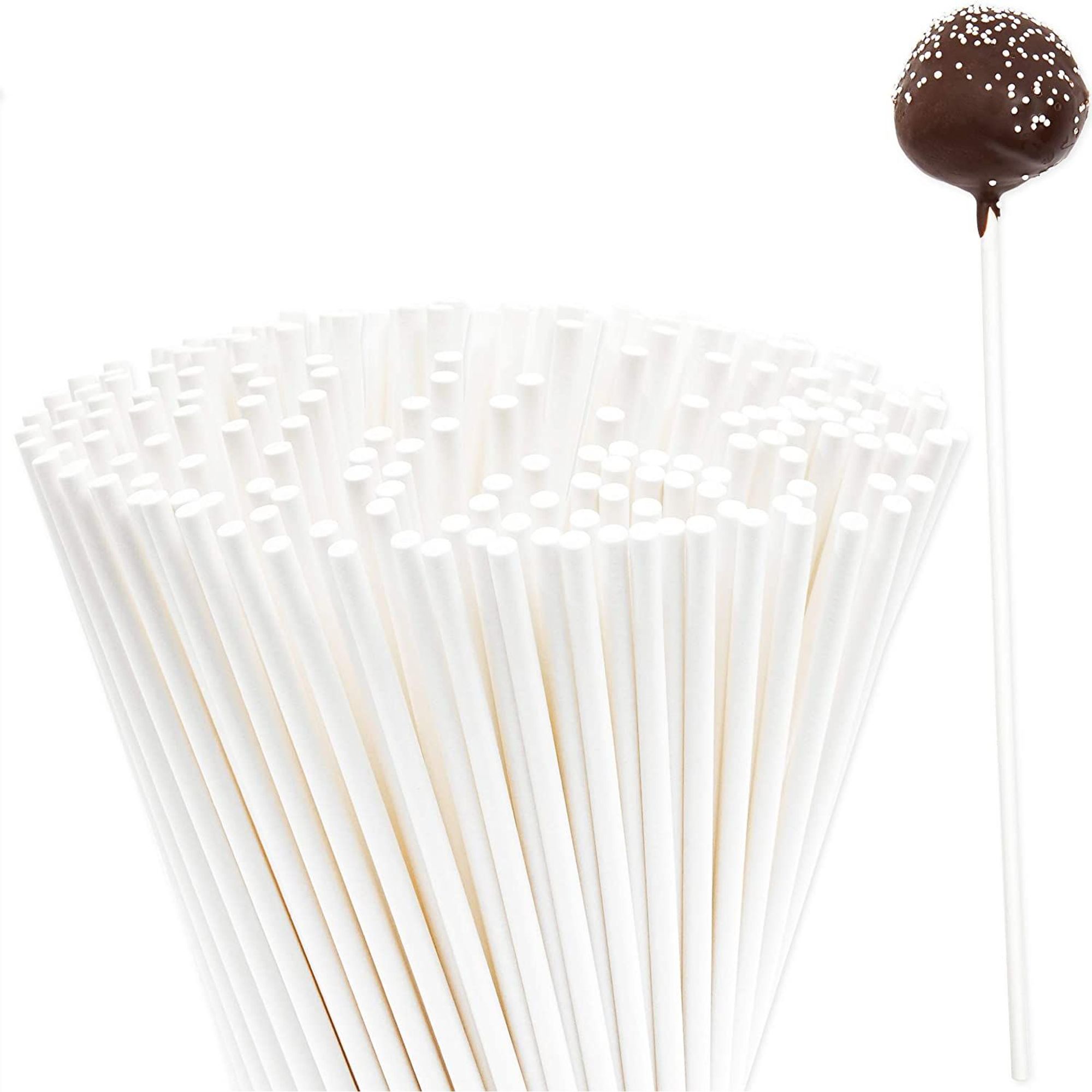 Bright Creations White 8" Lollipop Cake Pop Sticks, Sucker Sticks for