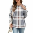 thumbnail image 4 of Women's Long Sleeve Sweatshirt Printed Round Neck Casual Loose Stripe Printing Top Fashion Outfits Fall Clothes Basic Winter Clothing, 4 of 7
